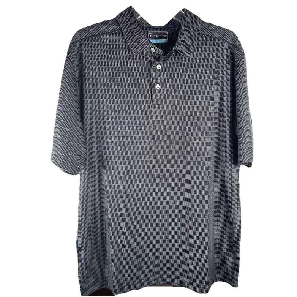 PGA Tour Polo Golf Shirt Size L‎ Grey Lightweight Collar Short Sleeve